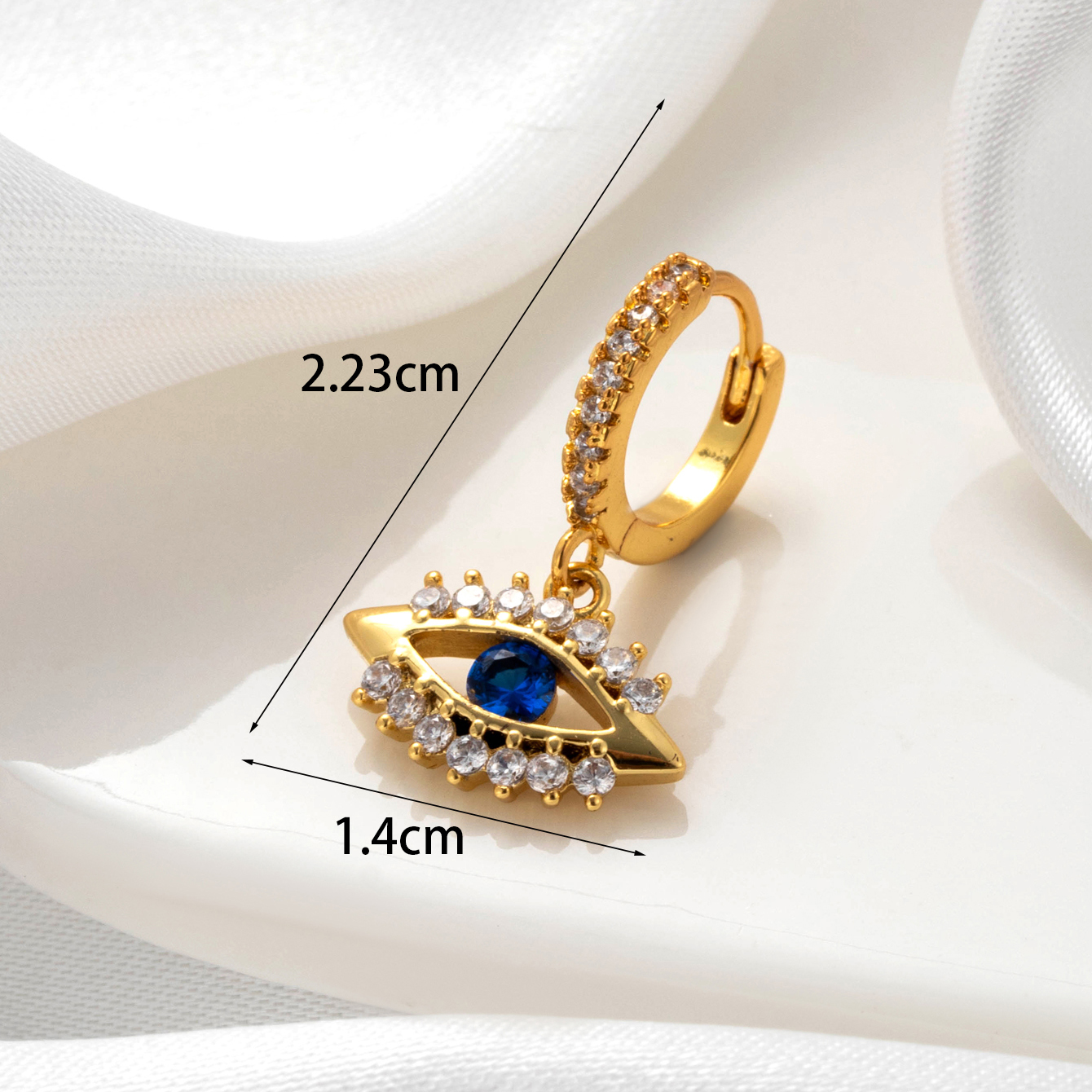 1 Piece Simple Series Classic Eye Copper  Gold Color Material Zircon Women's Dangle Earrings h5 